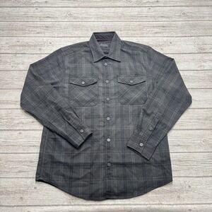 Projek Raw Flannel Shirt Men's Medium Gray Plaid Long Sleeve Button Down Western